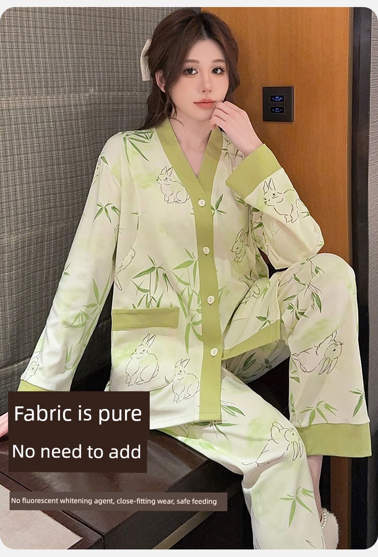 Pure Cotton Postpartum Clothing, Autumn and Winter Postpartum Nursing Pajamas for Women, Special for Breastfeeding, Spring and Autumn Maternity Home — 14