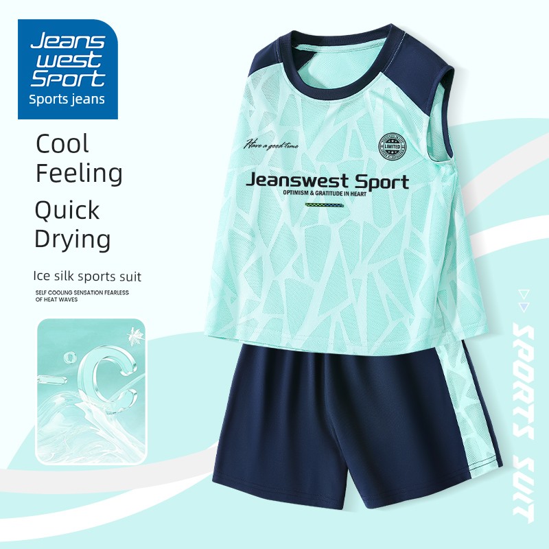 Sports Reebok Kidsren's Suit for Boys 2026 New Ice Silk Quick-Drying Summer Boys' Short-Sleeved Clothes for Older Kidsren — 6