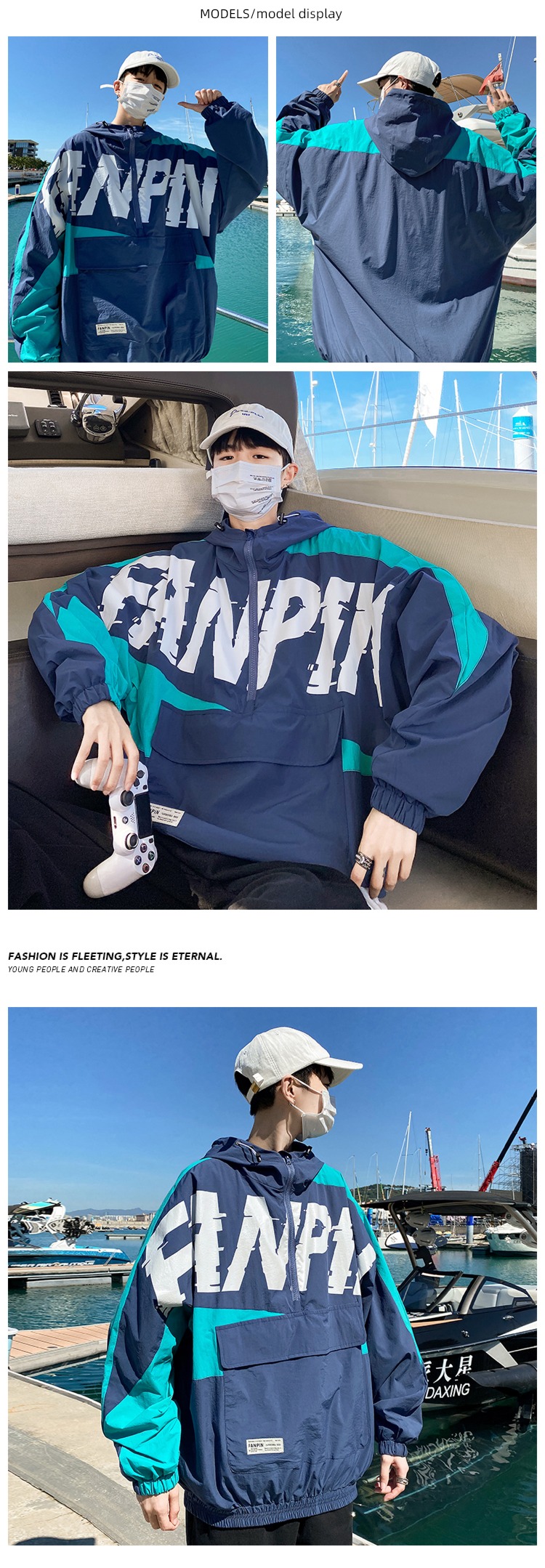 Autumn and winter ins Plush thickening Half zipper Hooded Sweater