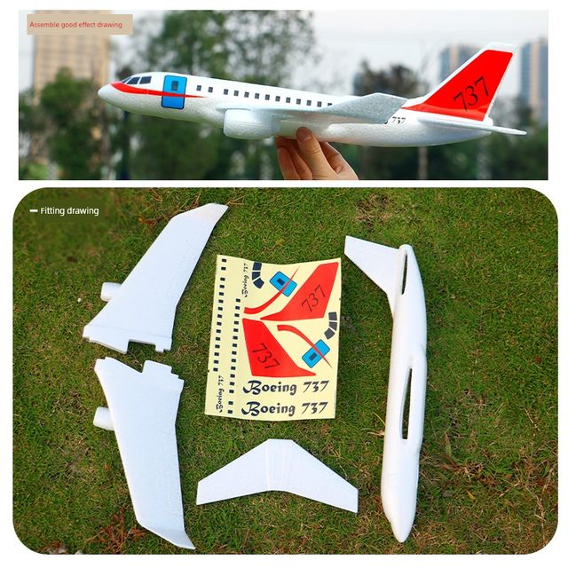 Internet celebrity new hand-drawn foam airplane children's toys outdoor sports glider passenger aircraft aviation model resistant to falling models
