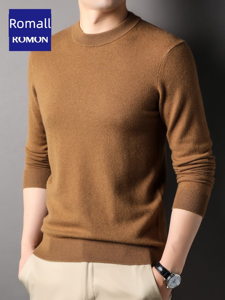 Pure wool Romon leisure time Round neck keep warm Sweater