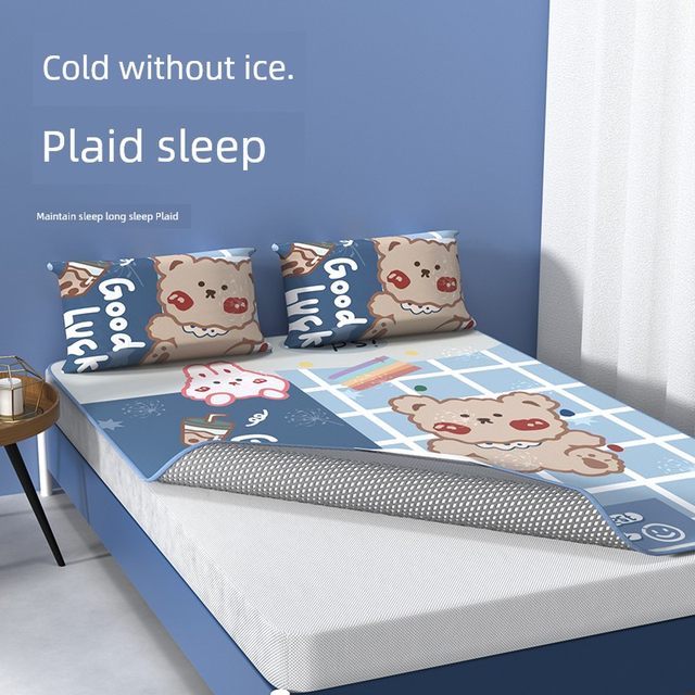 Summer ice silk mat three-piece set for home washing machine washing summer soft mat foldable bed sheets for babies