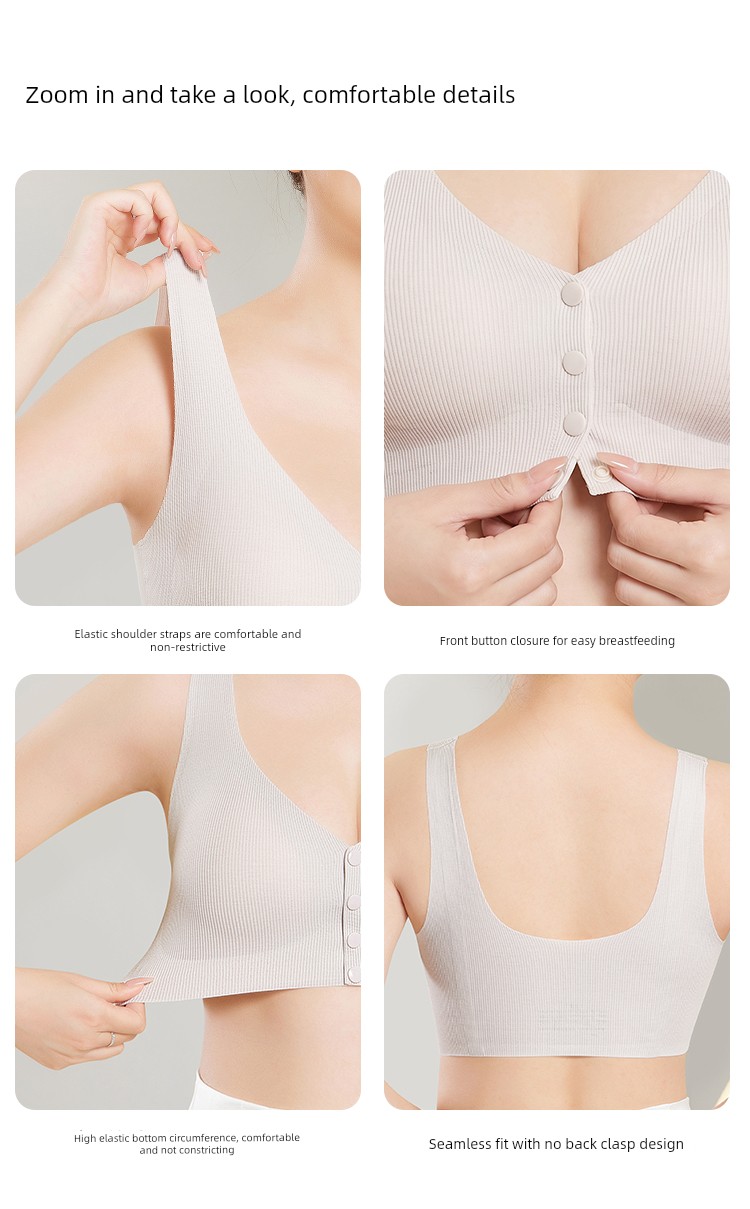 October's Popular Front-Button Maternity Nursing Bra, Anti-Sagging, Postpartum Breastfeeding-Specific Sleep Vest Bra — 16