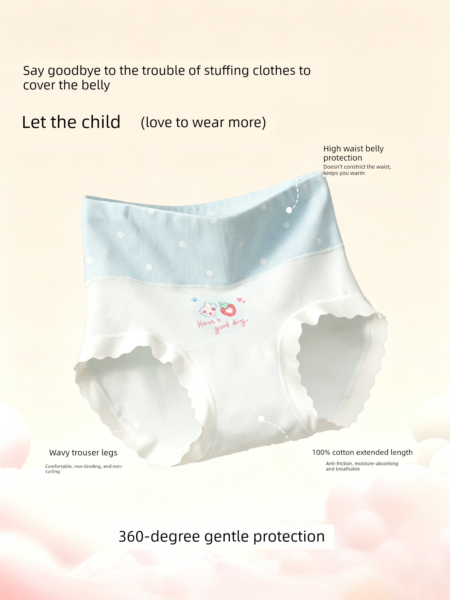 Girls' High-Waisted Underwear, Children's Pure Cotton A-Class Briefs for Girls, Suitable for Older Children in Their Developmental Period, Students, — 5