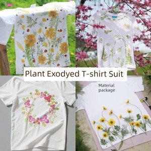 Plant Rubbing Material Package Kids Chinese Non-Heritage Handmade DIY Tools Suit Plant Tapping Dyeing White T-shirt