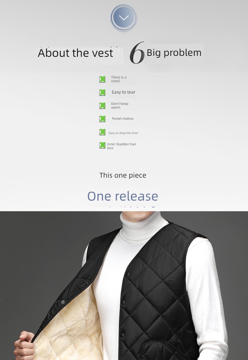 thickening Autumn and winter keep warm Down cotton Self-cultivation Sleeveless Vest