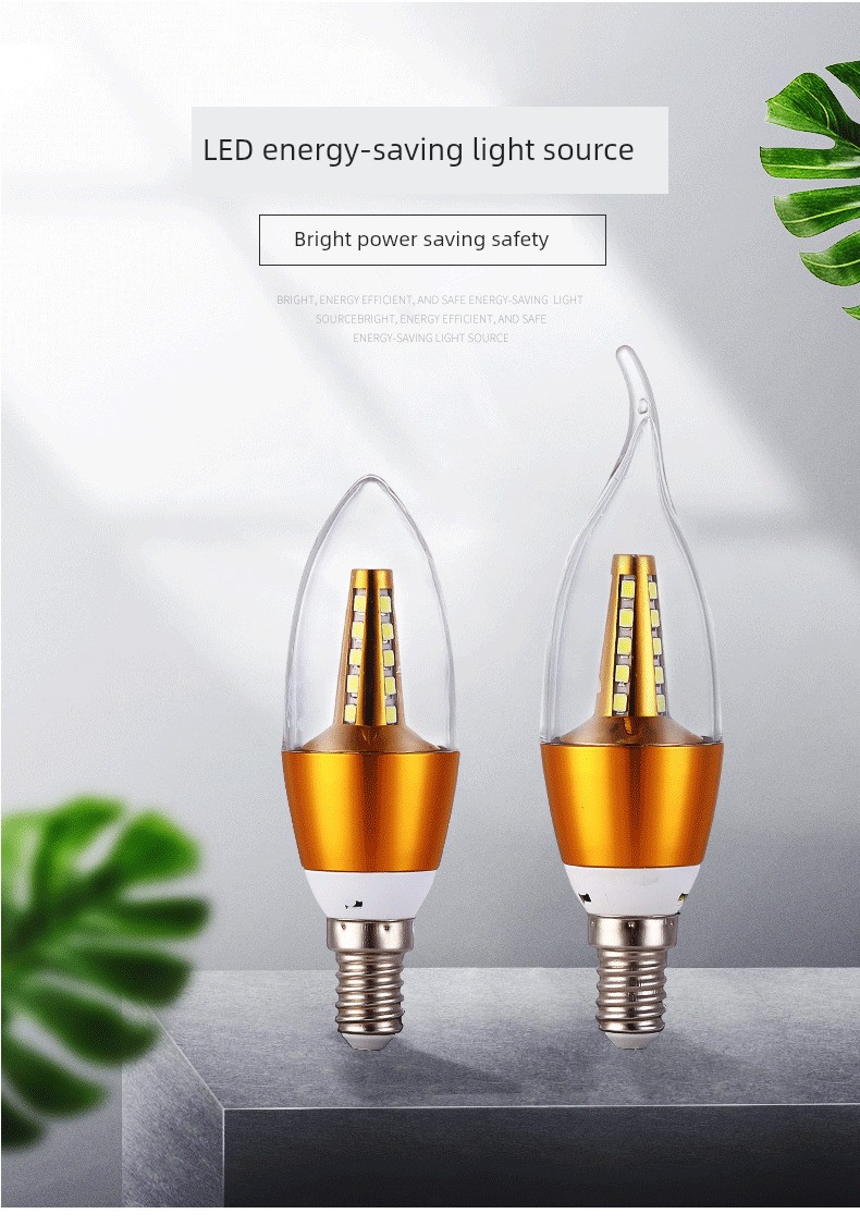 LED Bulb Super Bright E14 Small Screw Tip Bubble E27 Spiral Crystal Chandelier Wall Lamp European-Style Chandelier Pull Tail Feeling