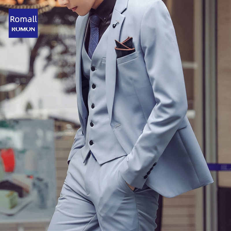 Romon white Korean version groom marry man 's suit suit