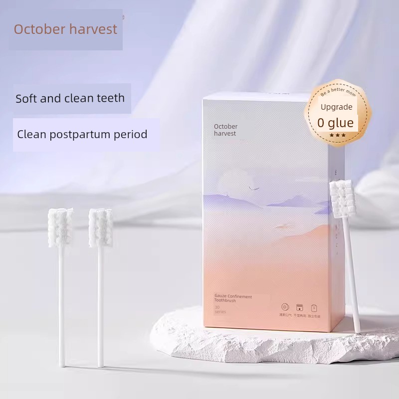 October Crystal Gauze Postpartum Toothbrush Disposable Maternity Supplies for Pregnant Women Postpartum Toothbrush Maternity Supplies 30 Pieces