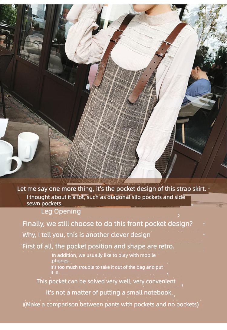 2022 Spring and Autumn new pattern lattice Straight cylinder Wool Strap skirt Little fragrance Long sleeve Lay a foundation Two piece set Dress female