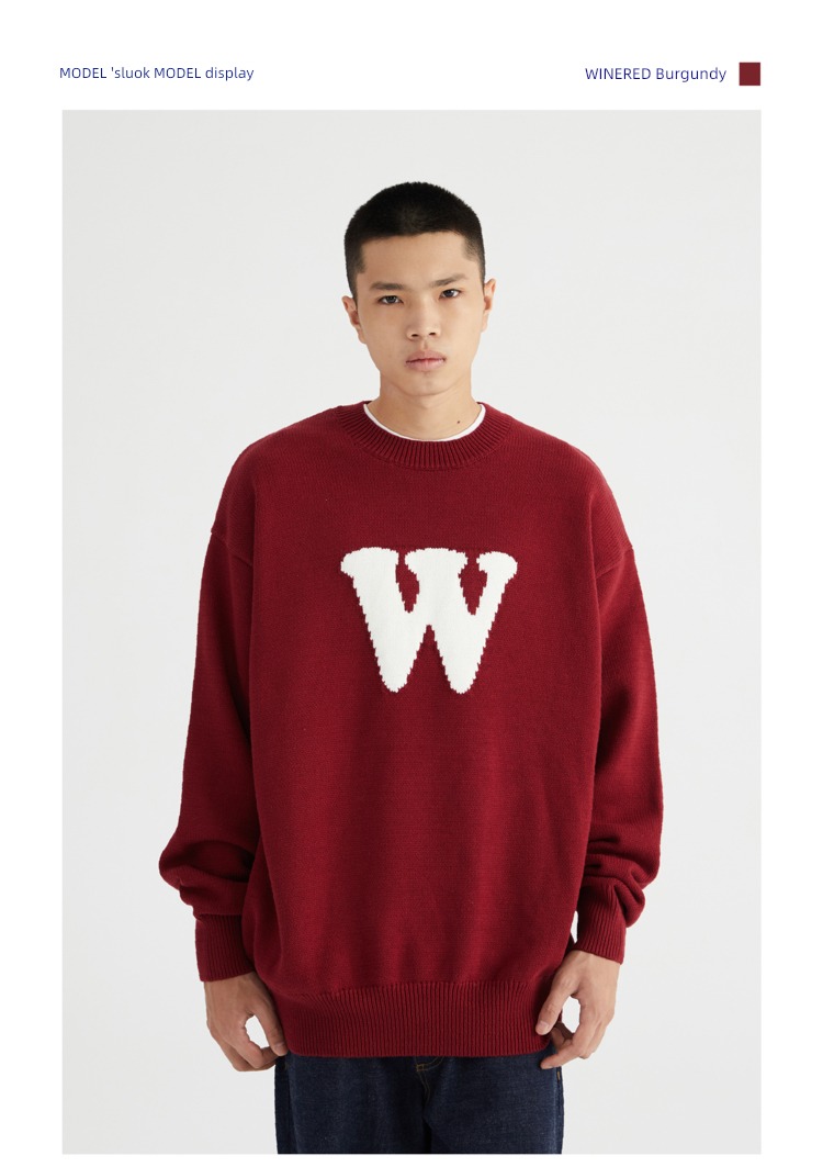 WASSUP letter leisure time trend Round neck men and women sweater