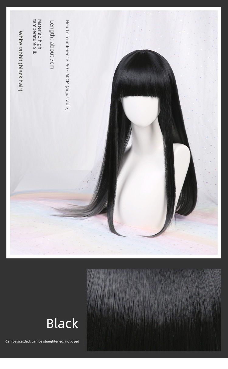 Three point delusion original white rabbit bangs Wig parts