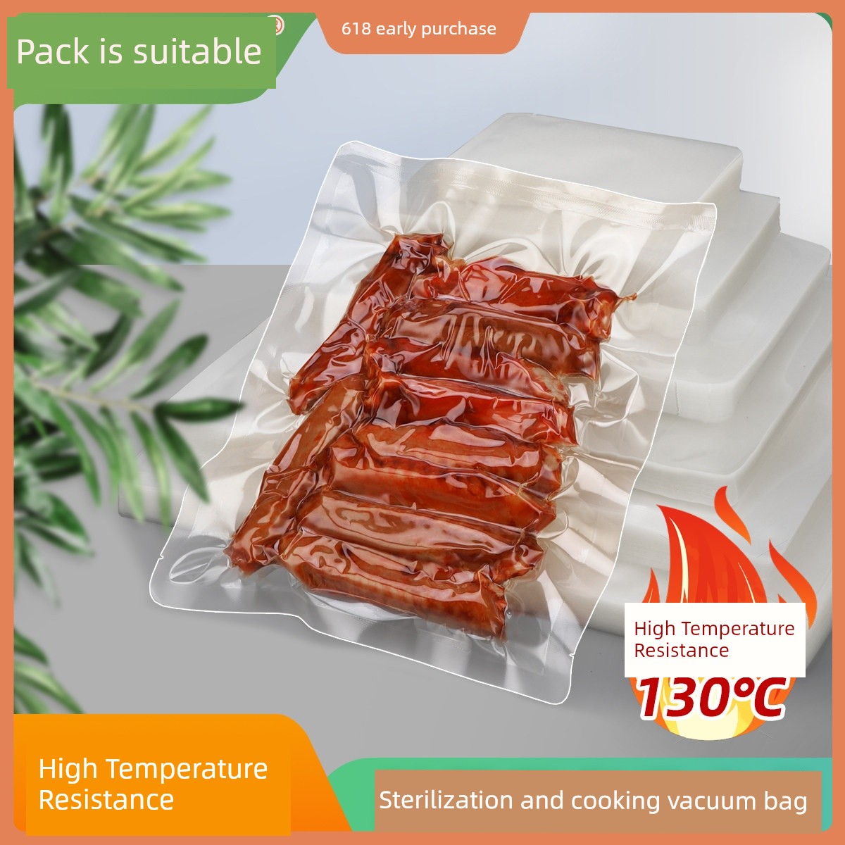 Heating Sterilization Boiled Sealed Transparent Vacuum Bag