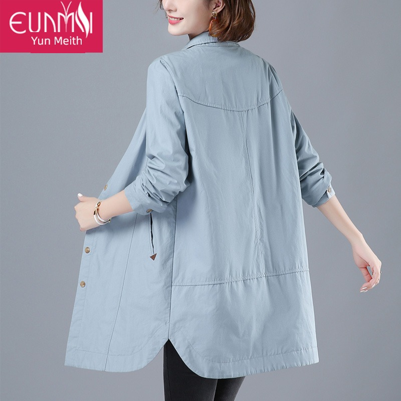 spring and autumn pure cotton mom Foreign style Women Medium length Windbreaker
