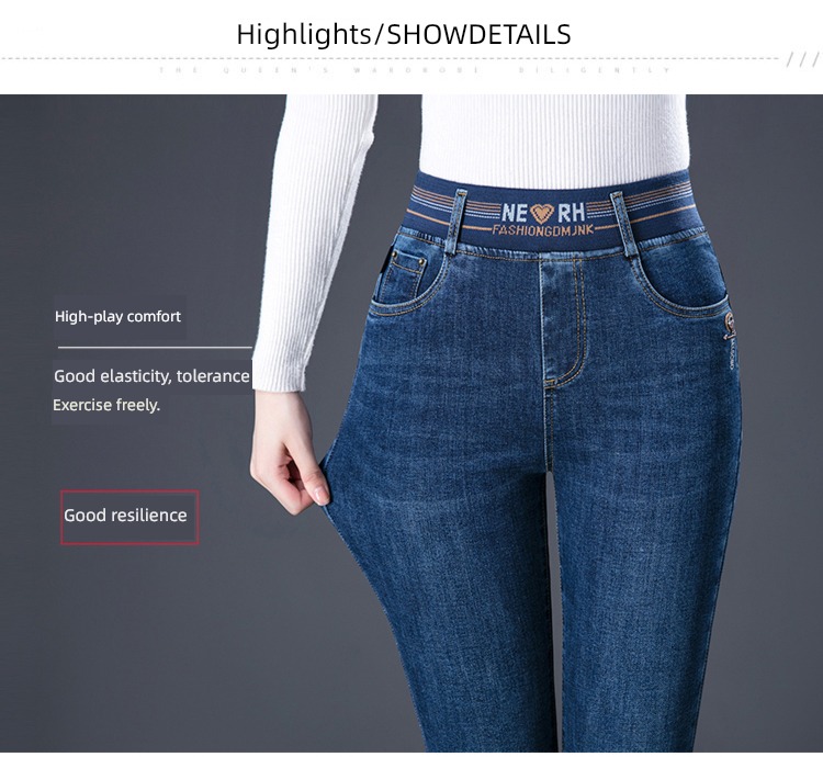 middle age High waist easy mom spring and autumn ma'am Jeans