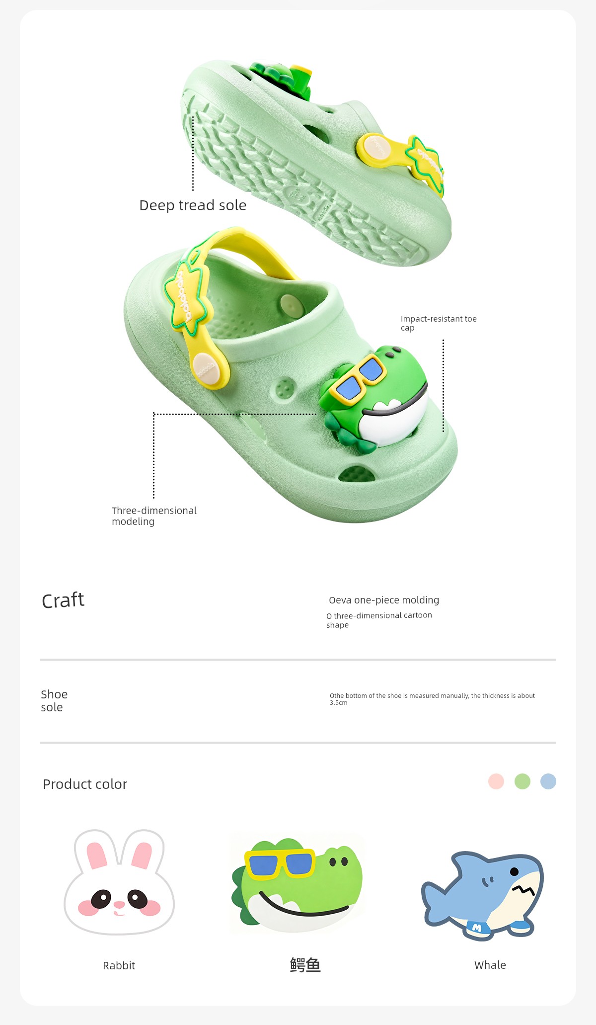 Balabala Children's Slippers for Boys, Summer Baby Clogs, Cartoon Shark Design, Kids' Girls' Bath Sandals — 4