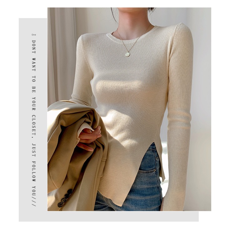 Hem Fork white Autumn and winter Inner lap Soft waxy Sweater