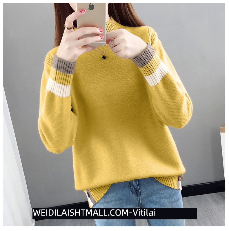 Half high collar easy Plush thickening knitting ma'am sweater
