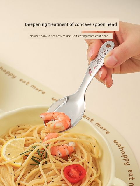 Kawashimaya 316 stainless steel children's rice spoon for home use cute cartoon baby spoon fruit fork ingot spoon