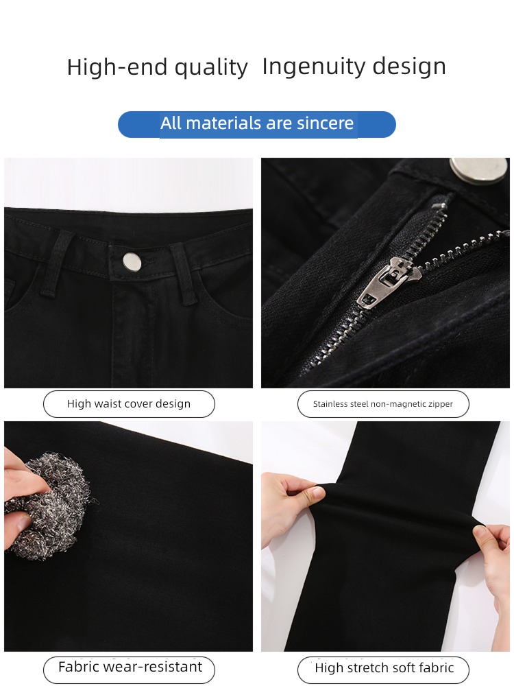 Smoke pipe High waist Self-cultivation Nine points Show thin Versatile Jeans