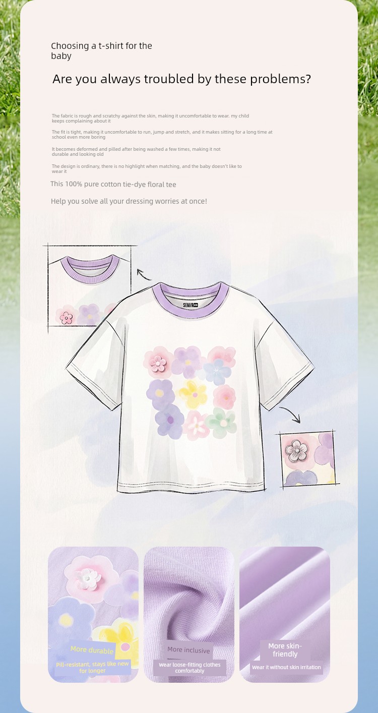 Semir Children's Short-Sleeve T-Shirt 2025 Summer New Style Comfortable Loose Printed Girls' Clothing with a Unique Design — 7