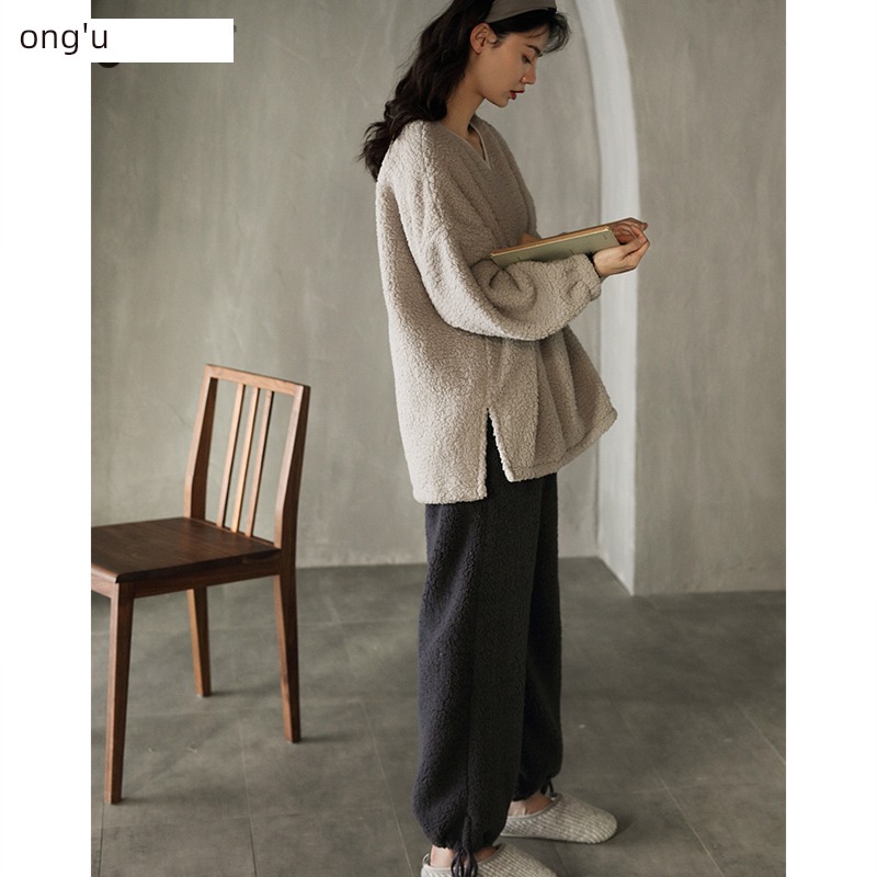 Tongues wabi-sabi  Coral velvet female thickening Spring and Autumn pajamas