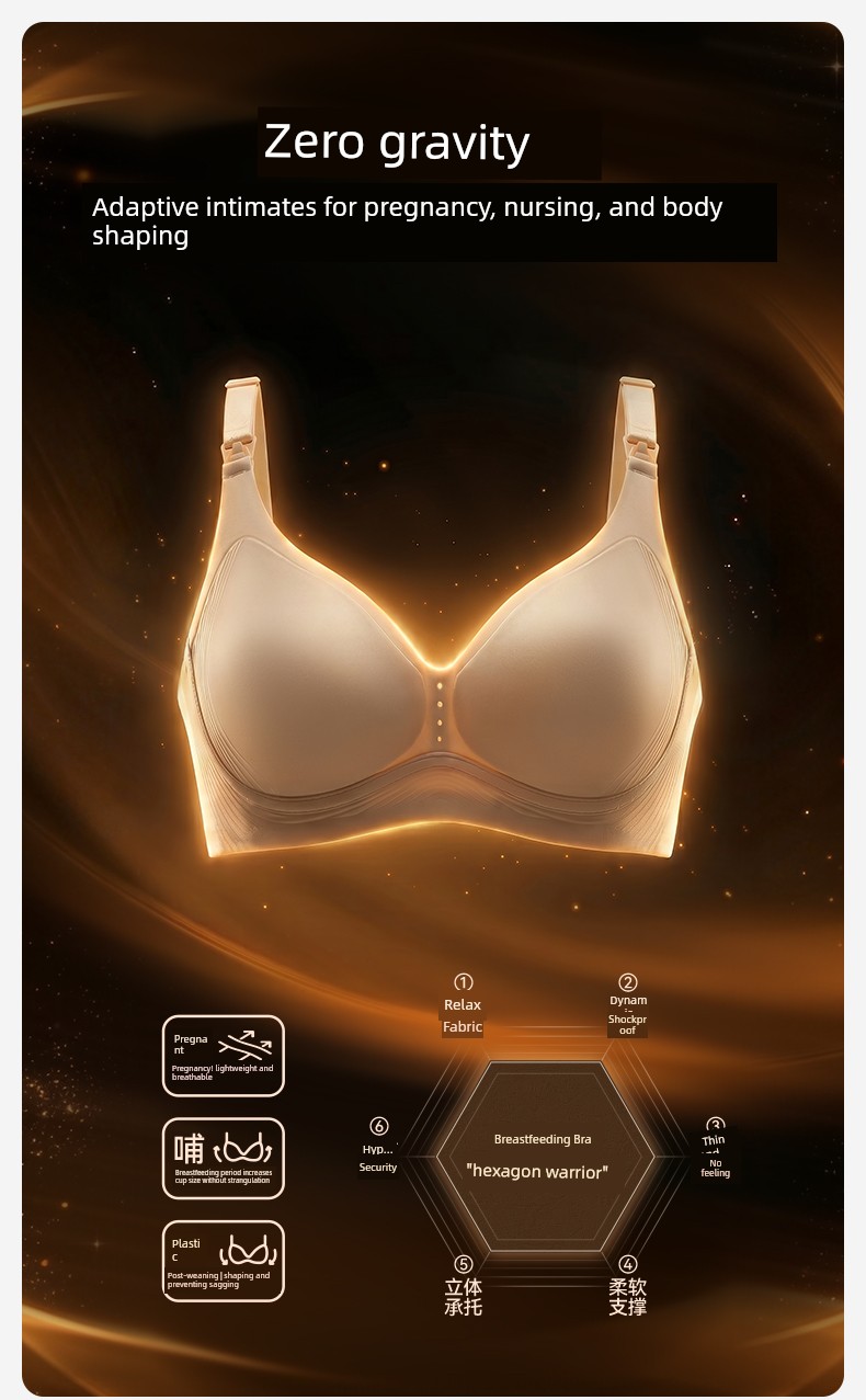 October Crystal 6D Zero-Gravity Anti-Gravity Maternity Bra Postpartum Nursing Bra Thin Breathable Large Size Anti-Sagging Underwear — 2
