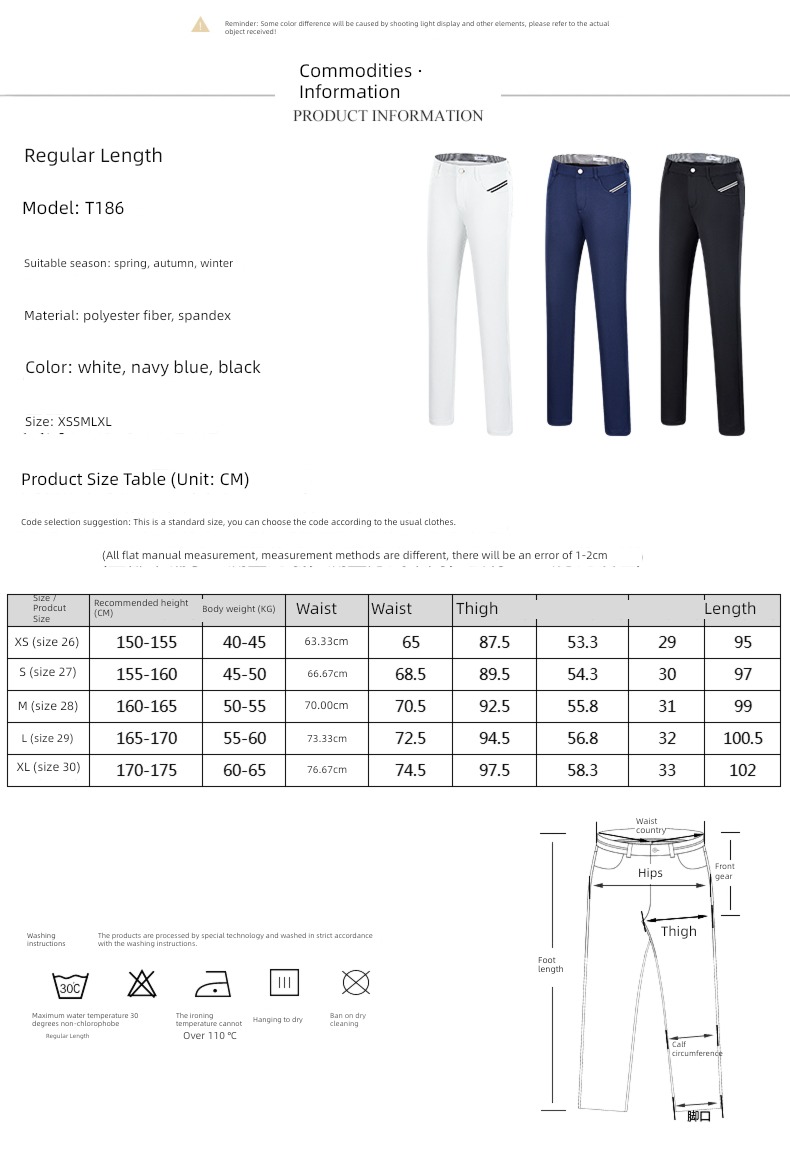 Thickened version keep warm middle-waisted leisure time trousers Golf