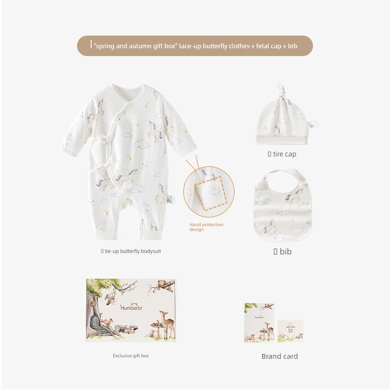 【Pregnant Mom Gift 2.0 - New Customers Starting at 39.9】Happy Bear Newborn Romper Baby Jumpsuit Gift Box Set — 7