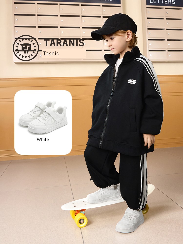 Tyrannis Children's Shoes, Spring and Autumn Models, Kids' Sneakers, Boys' Campus White Shoes, Girls' Casual Sports Shoes