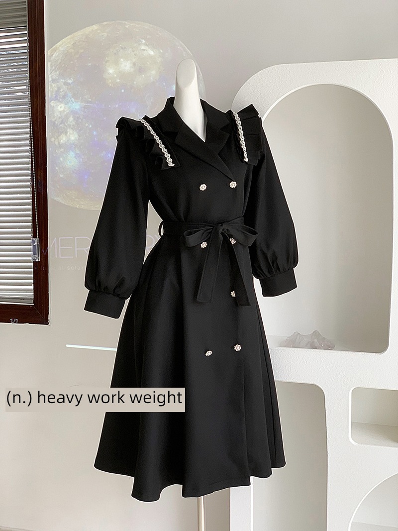 Autumn and winter Kerry Dress Evening banquet Belt drill loose coat