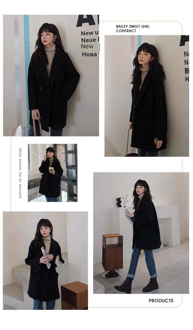 Pure manual two-sided easy profile commute woolen overcoat