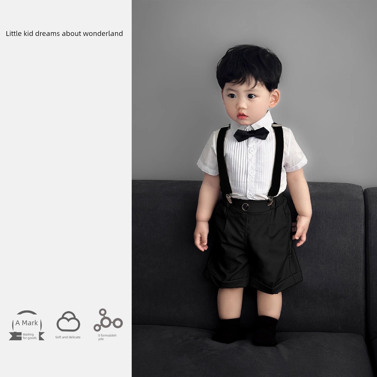 Baby Boy's One-Year-Old Formal Suit Set, Summer Boys' Stylish Suit, Children's Suspenders Two-Piece Set, Flower Boy Host Outfit — 2