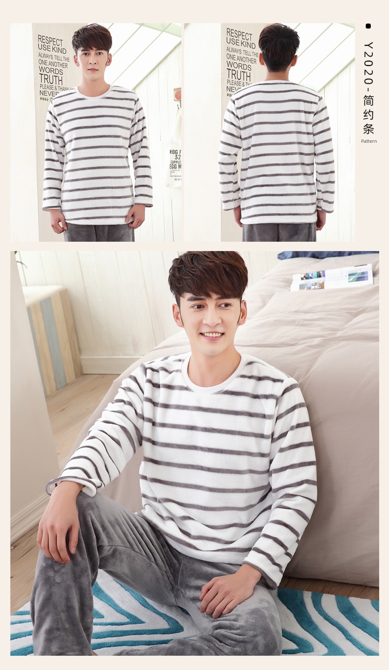 male thickening keep warm Flannel Condom Autumn and winter pajamas