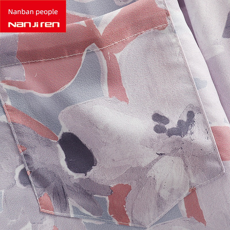 NGGGN Ice silk Hawaii Put on your clothes Short sleeve shirt