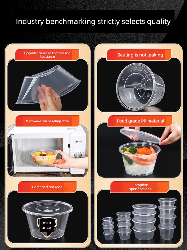 Round 1000ml Plastic Soup Bowl Disposable Lunch Box