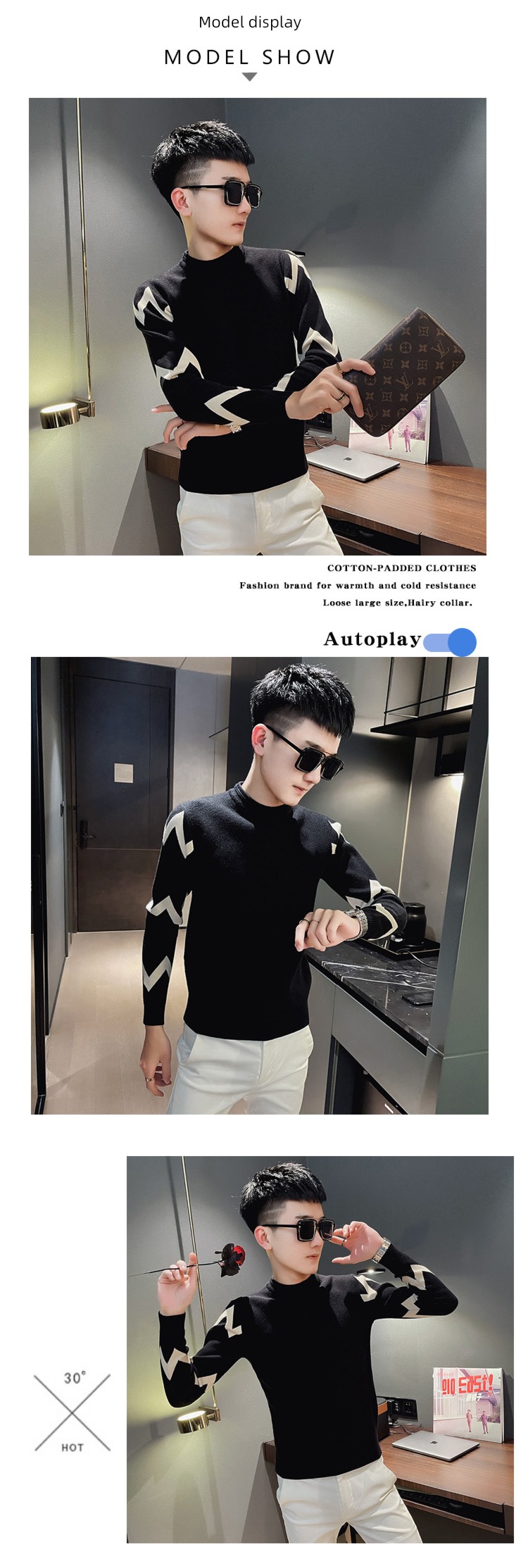 Chaopai Self-cultivation Condom Half high collar thickening man sweater