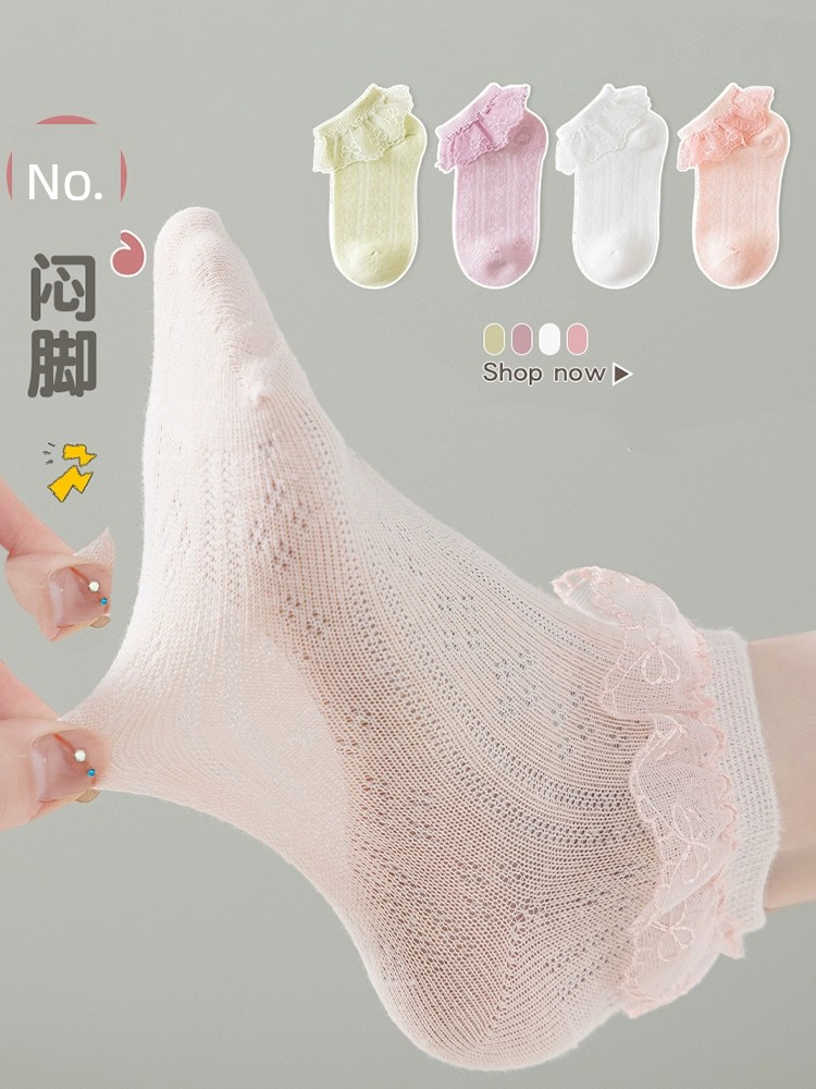 Summer Thin Girl Princess Lace White Socks — 3