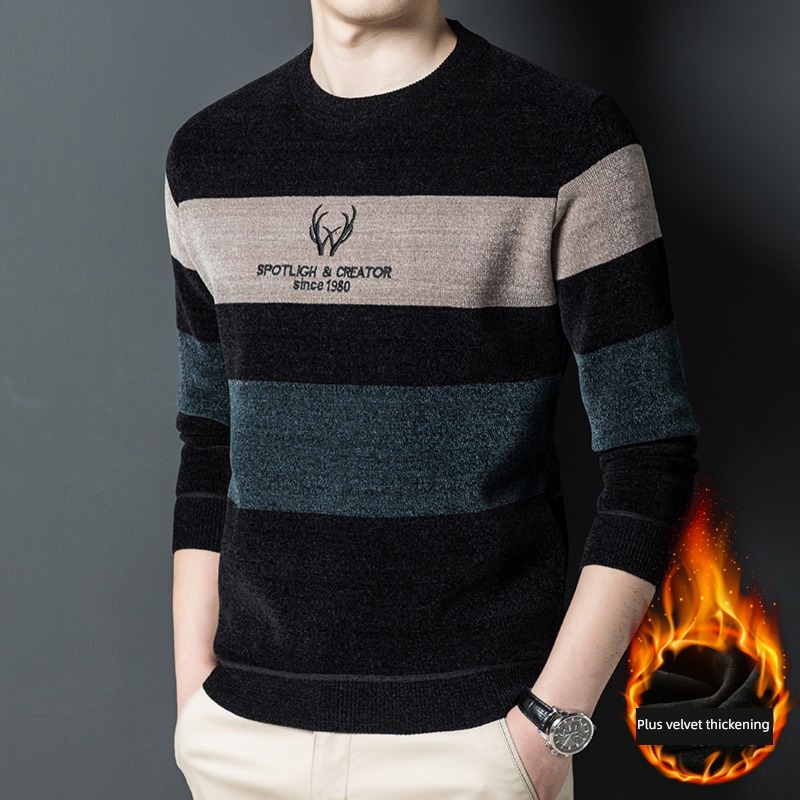 Autumn and winter Plush thickening keep warm Self-cultivation leisure time sweater