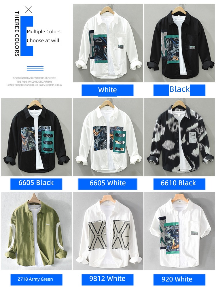 Design sense niche printing Thin money Long sleeve leisure time shirt