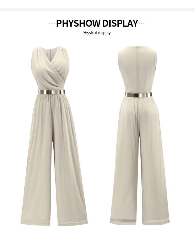 Chiffon fashion Straight cylinder easy High waist Sagging sensation Jumpsuits