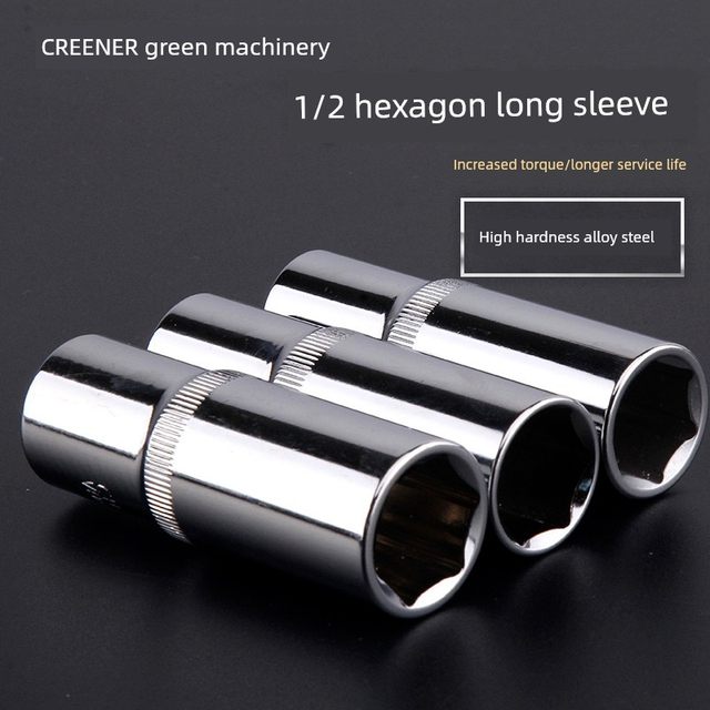 Green Forest 1/2 large flying sleeve head lengthened electric wrench hexagon screw wind cannon socket tool nut hollow 8mm
