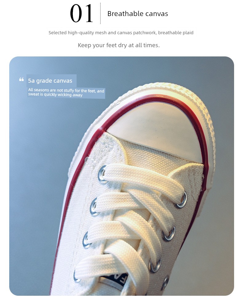 Kindergarten Indoor White Shoes for Boys, Lightweight Indoor Shoes for Children Entering School, White Canvas Shoes for Boys Entering School — 7