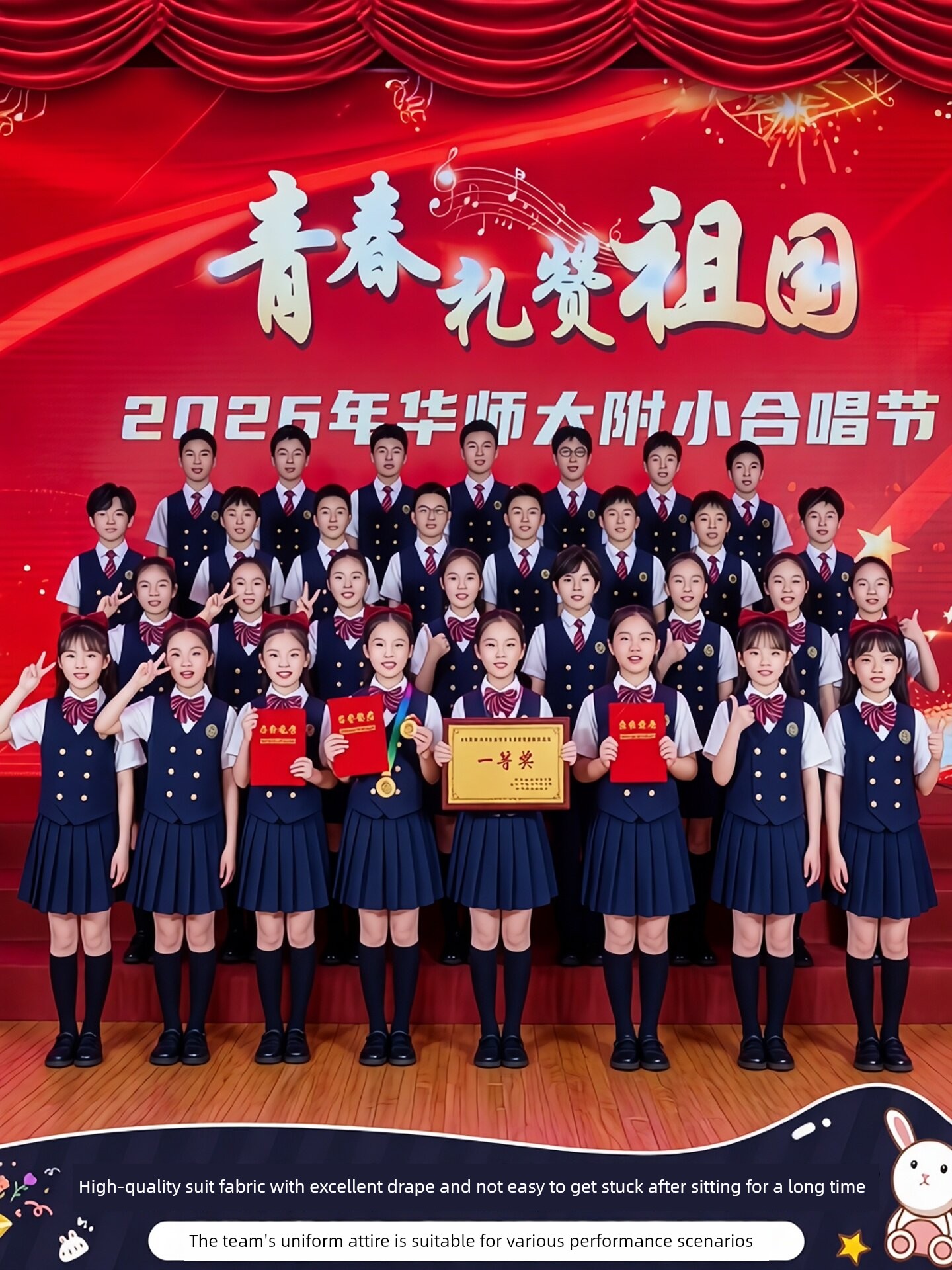 Children's Chorus Performance Costumes, Patriotic Poetry Recitation Costumes for Middle and High School Students, Elementary School Girls' Speech Contest — 2