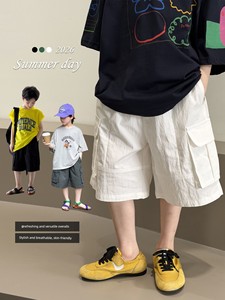 儿童裤子男童工装短裤夏季2026新款中大童男孩休闲宽松薄款五分裤
