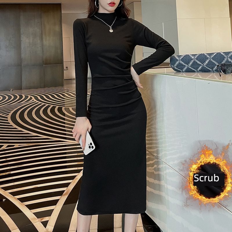 Autumn and winter Close your waist Self-cultivation Inner lap Show thin knitting Dress