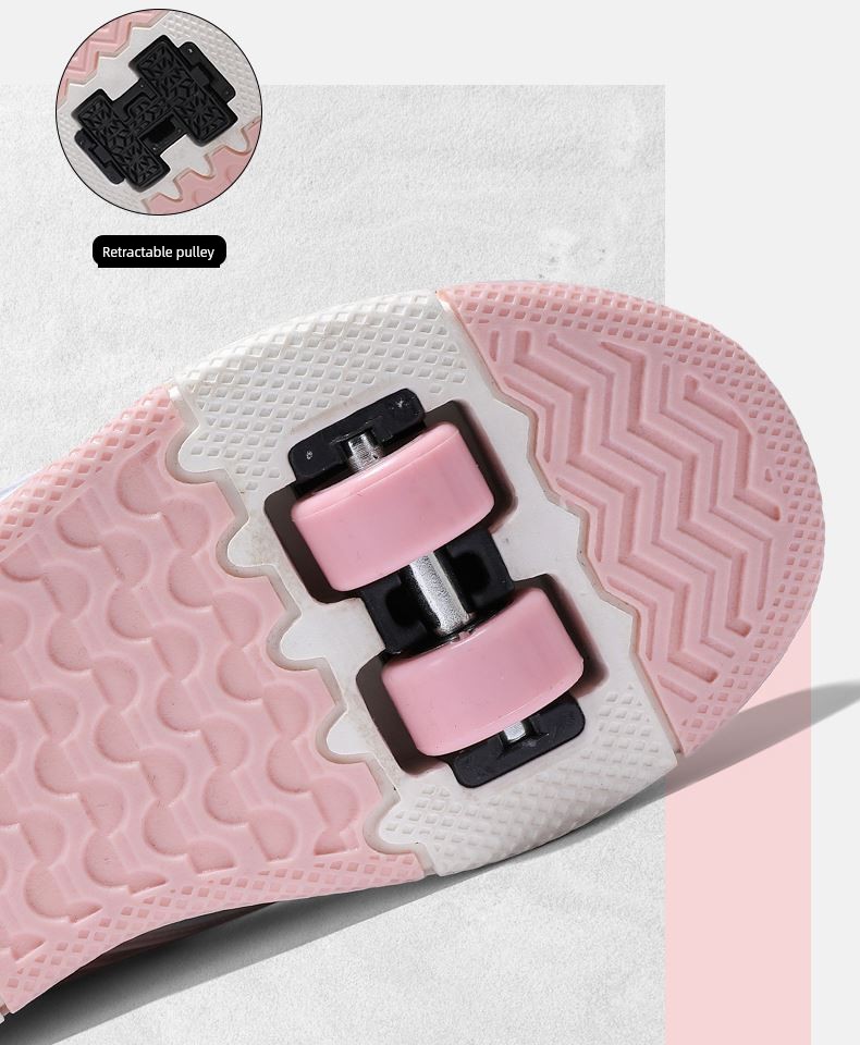 Girls' Four-Wheel Invisible Roller Shoes with Detachable Wheels for Children, Suitable for Primary School Students, Skate and Roller Skating Shoes — 8