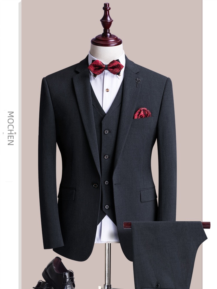 youth leisure time Solid color Self-cultivation groom handsome suit