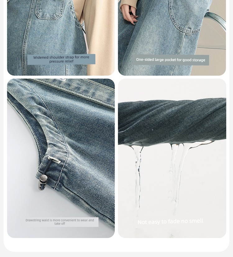 Maternity Denim Overalls That Don'T Squeeze the Belly, Loose-Fitting Plus-Size Pants for Autumn, Age-Reducing Wide-Leg Pants for Pregnant Women, Fall Wear — 13