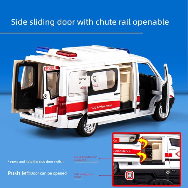 120 ambulance toys large boy and girl police car police car toy car alloy car model fire truck